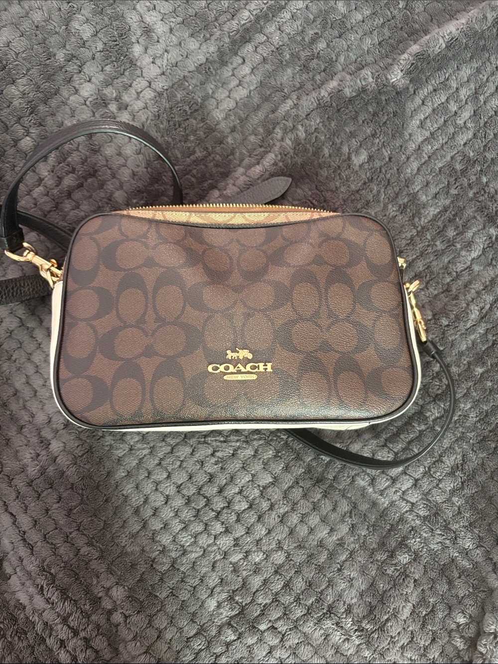 Coach Brown Signature Crossbody with Black Adjustable Strap and Gold Hardware - Picture 5 of 5